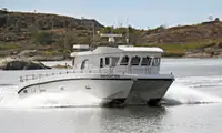 High speed catamaran for fishing/diving workboat.